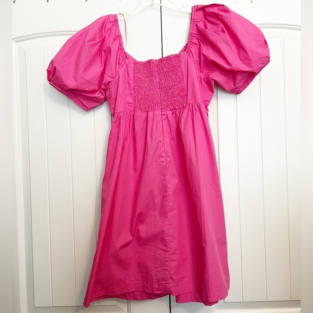 English Factory Puff Sleeve V Neck Babydoll Dress - Picture 5 of 8